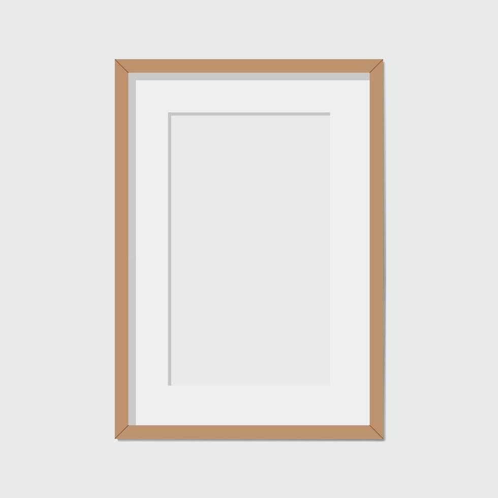 Brown-framed picture displayed against a grey background. vector