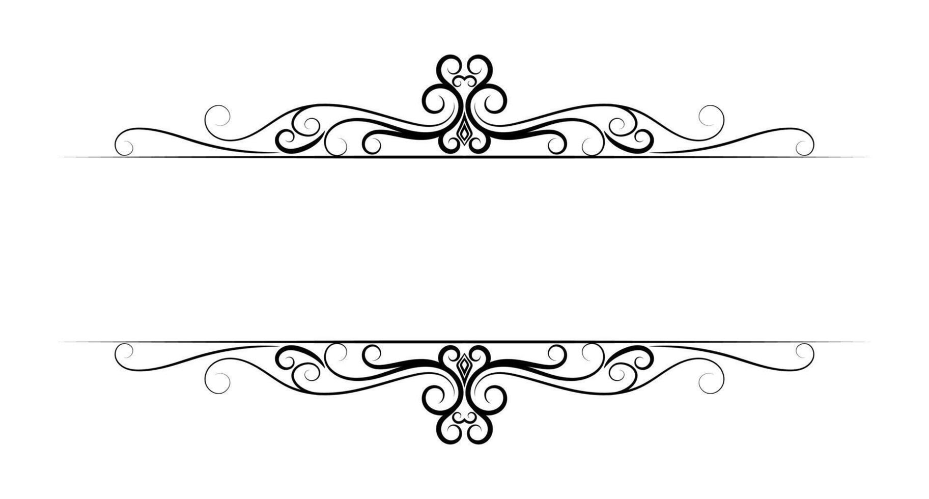 Classic hand-drawn lines for vintage borders. Bold black strokes on a clean background. vector