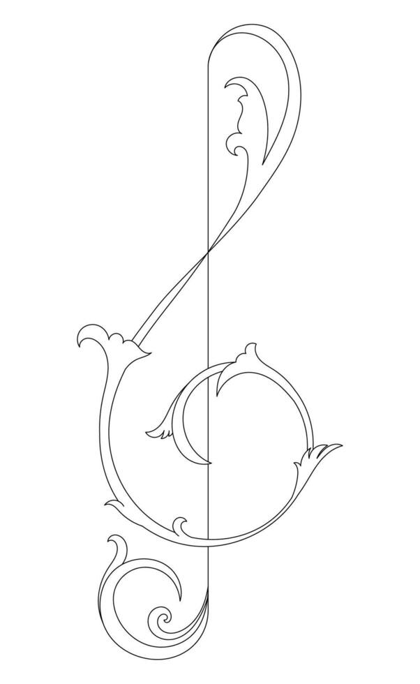 Decorative Treble Clef Motifs, Luxurious Musical Emblem Patterns, Artistic Sheet Music Accents, Classic Melody Embellishments. vector