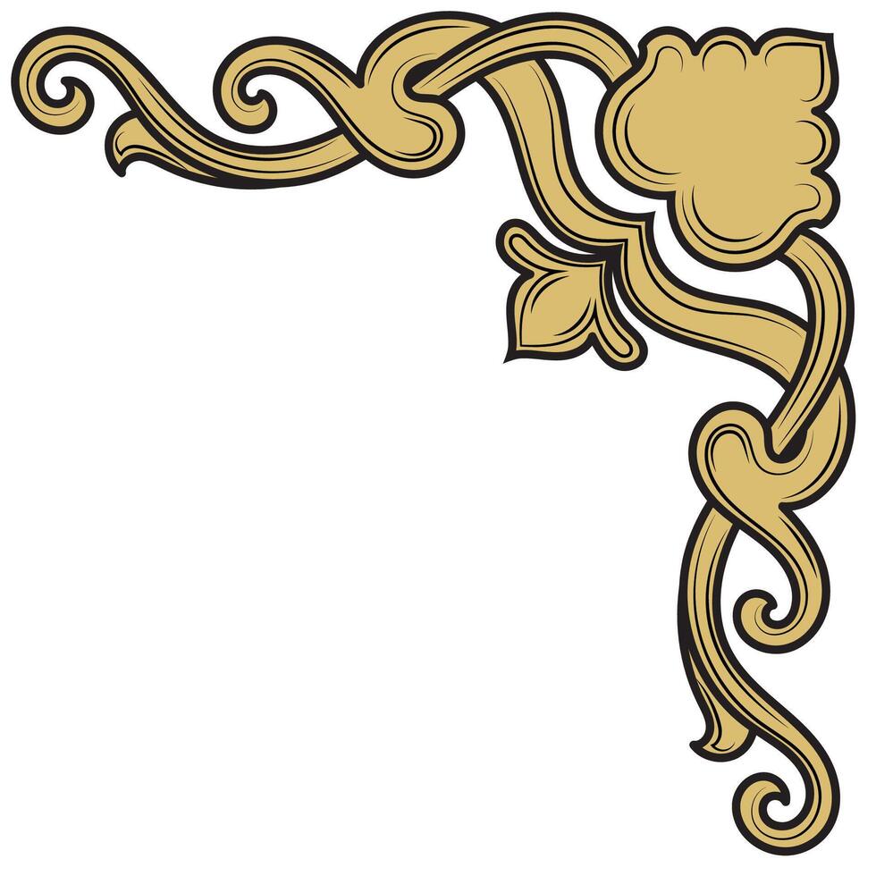 old golden vintage corner retro black silhouette lines vector