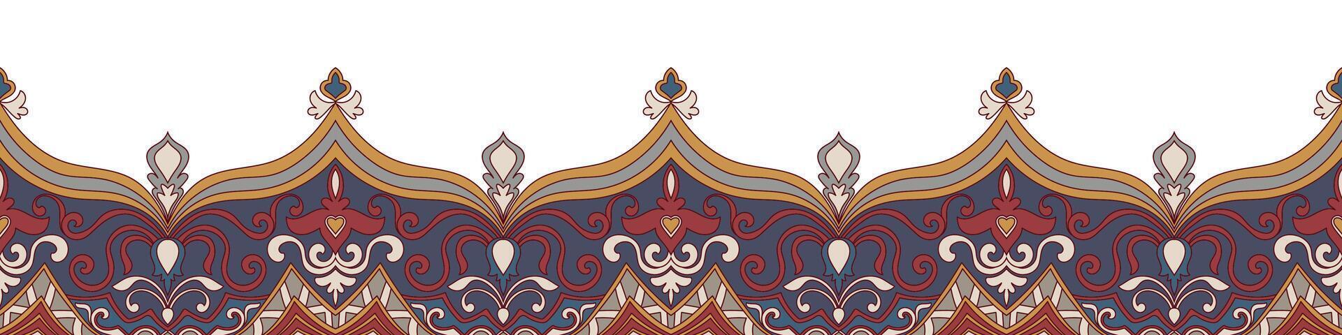 Continuous Thai-inspired border design, perfect for carpets and fabric edges. vector