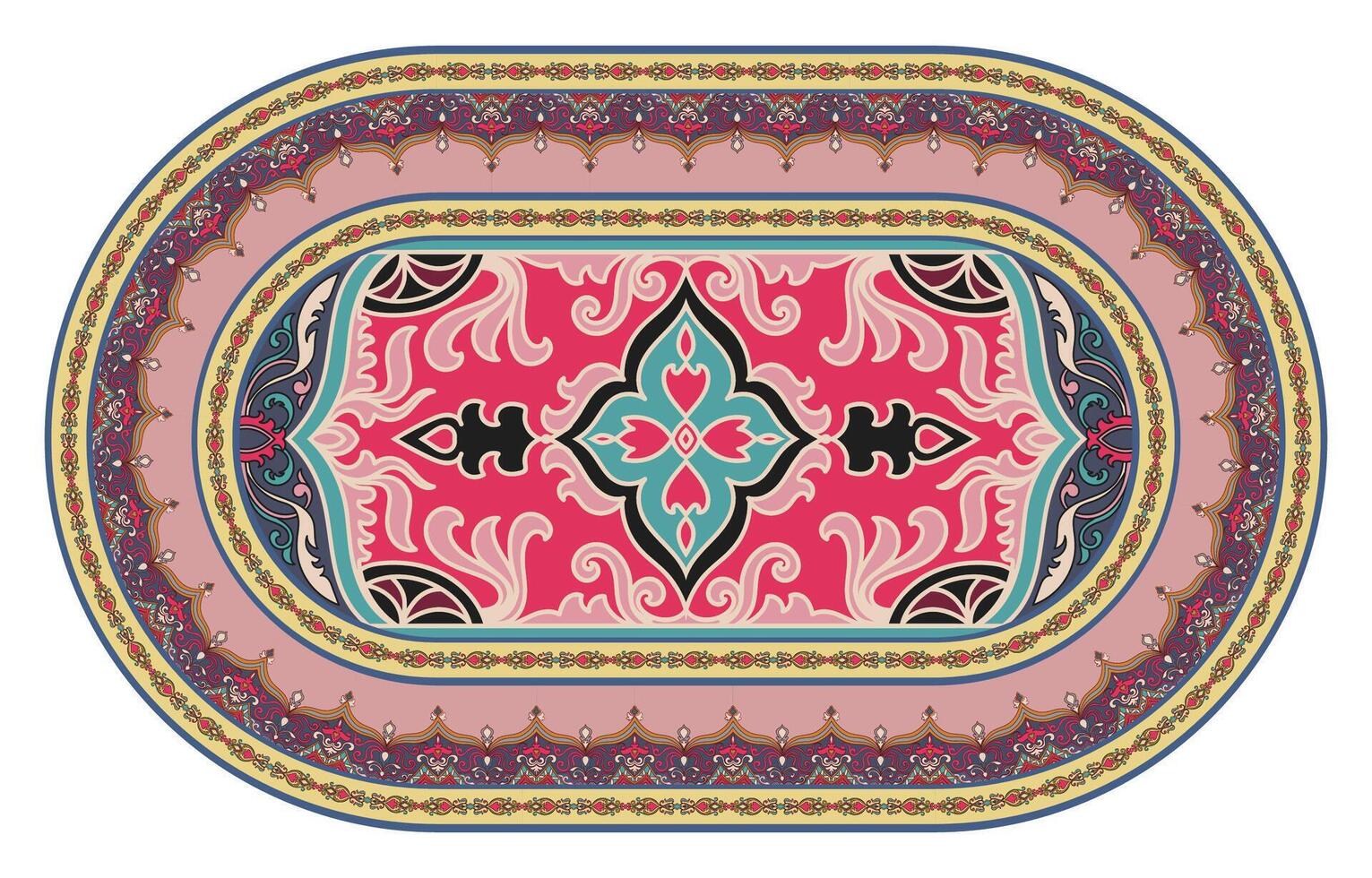 Classic Persian rug with elegant oval shapes and detailed oriental patterns. vector