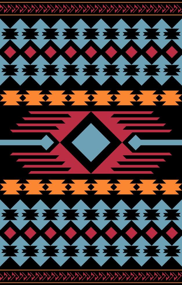 Traditional kilim, vibrant woven mat with geometric motifs, tribal-inspired tapestry. vector