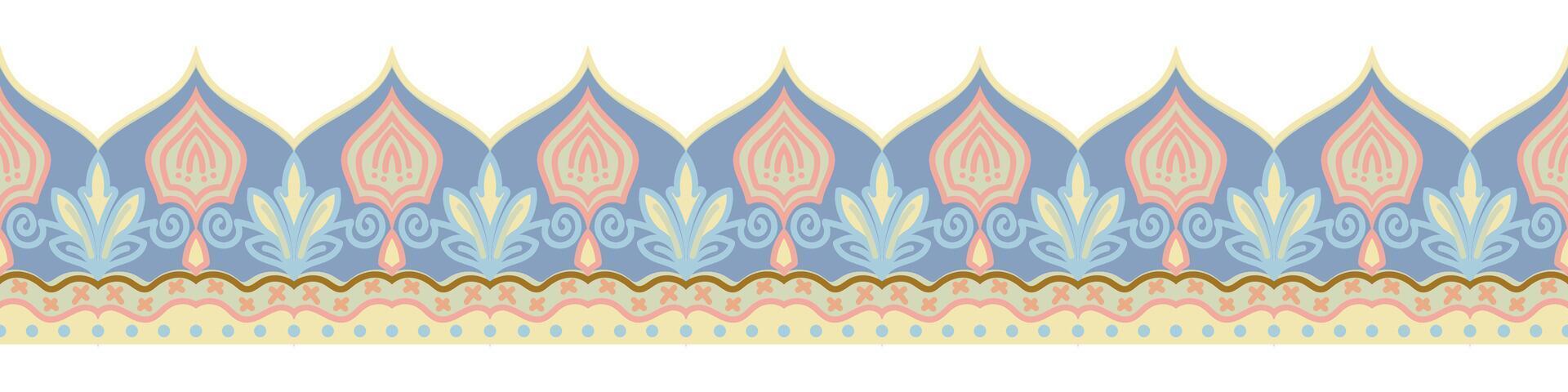 Abstract border, pastel vintage pattern for fabric, carpet frame vector