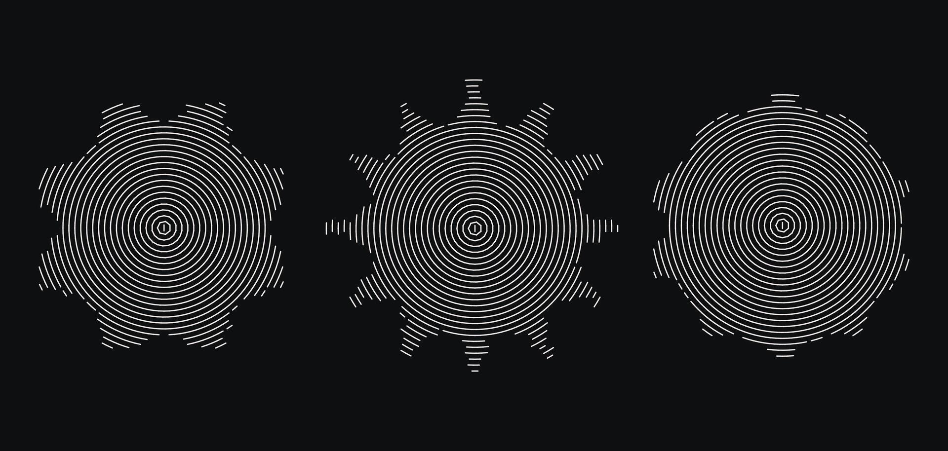 set of abstract wavy halftone shapes in black and white. pop art textures vector
