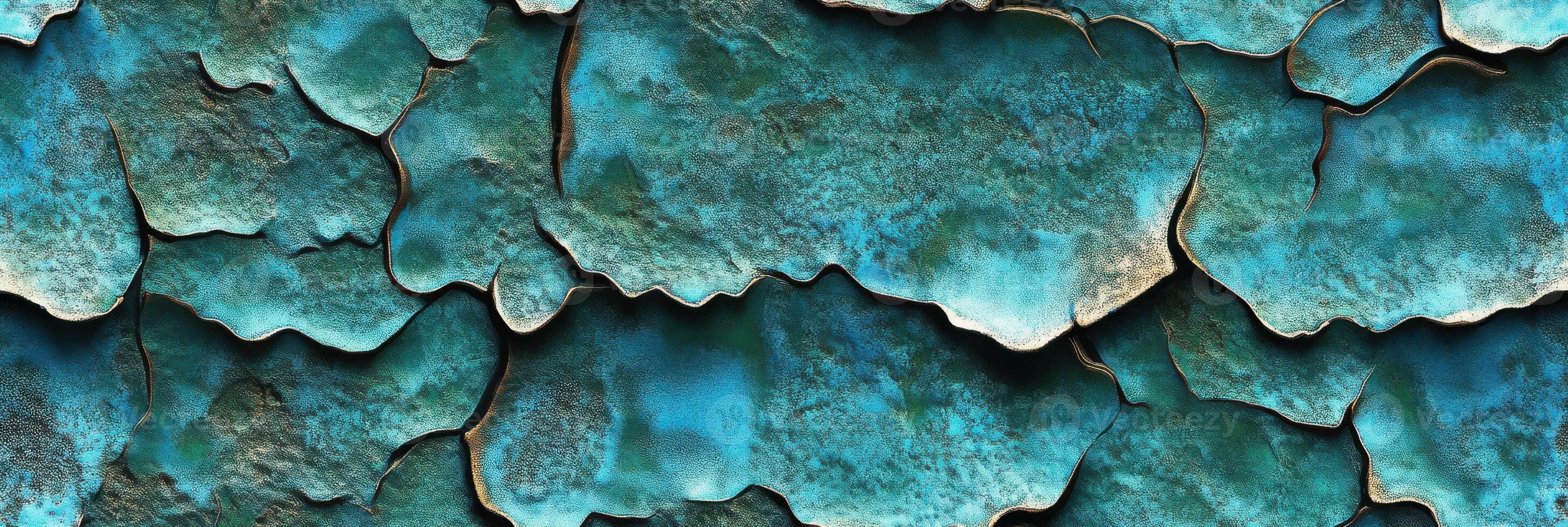 Abstract textured design with vibrant teal and green organic forms photo