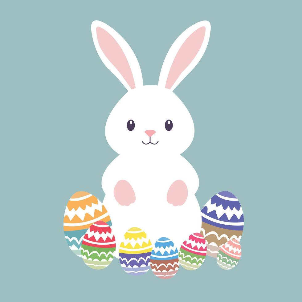 Festive and Fun Easter Bunny and Eggs Illustration vector