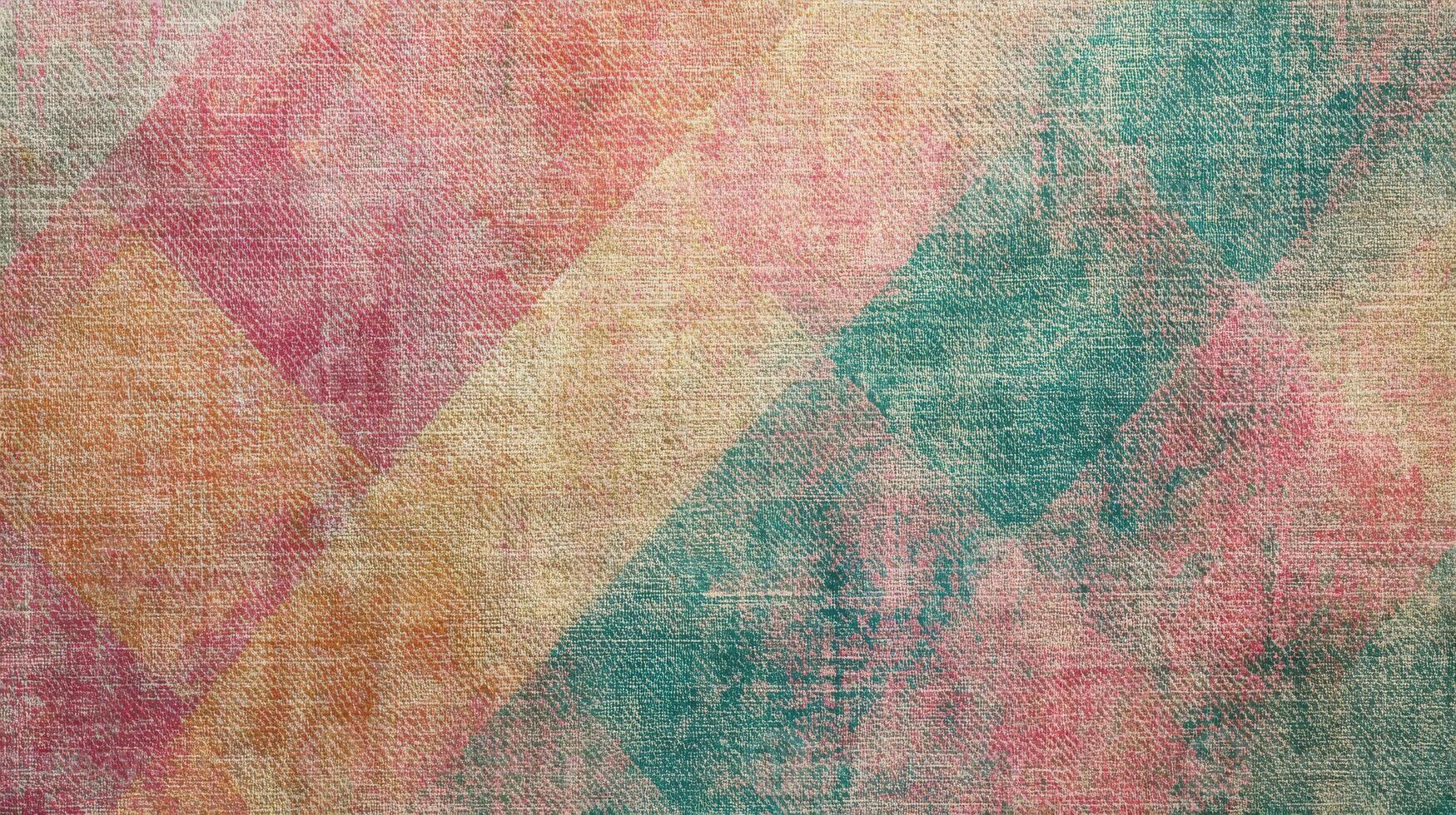 Multicolor abstract painted canvas with geometric patterns in pastel shades photo