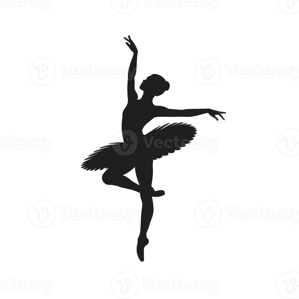 A silhouette of a ballet dancer gracefully poised on one foot captures the elegance and fluidity of movement. cutouts png