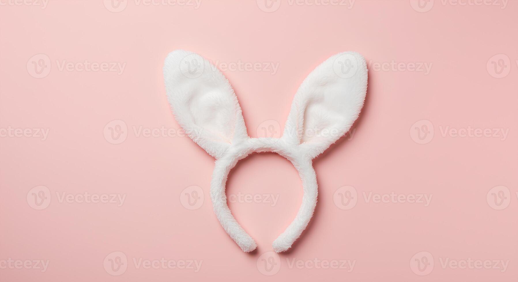 Cute Bunny Ears on Baby pink Background for Easter. Playful and festive rabbit ears, a symbol of Easter celebrations and the changing season, perfect for social media photo