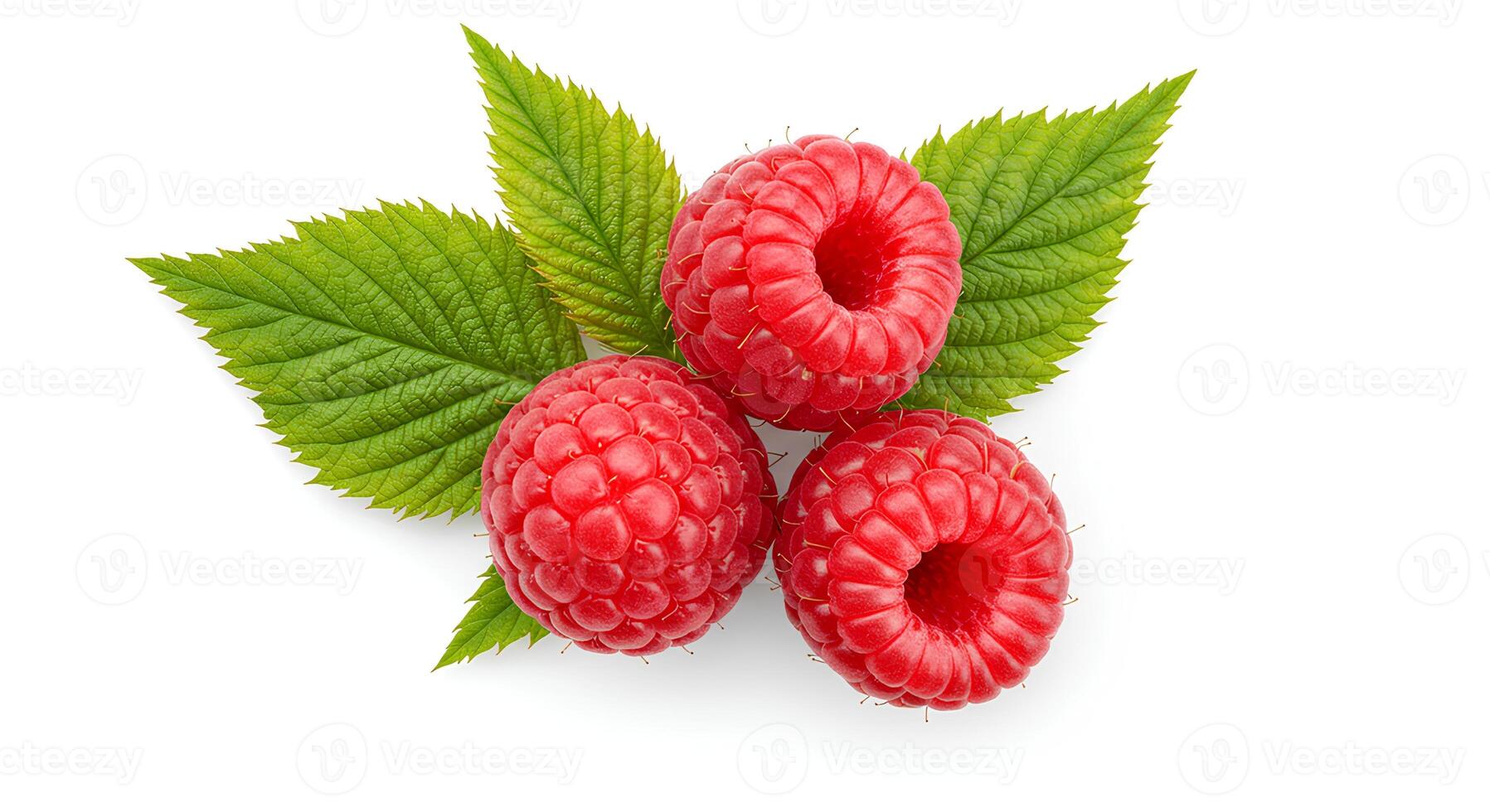 Fresh and plump raspberry fruit isolated on white, great for organic market promotions, healthy recipes, and berry-themed visuals photo