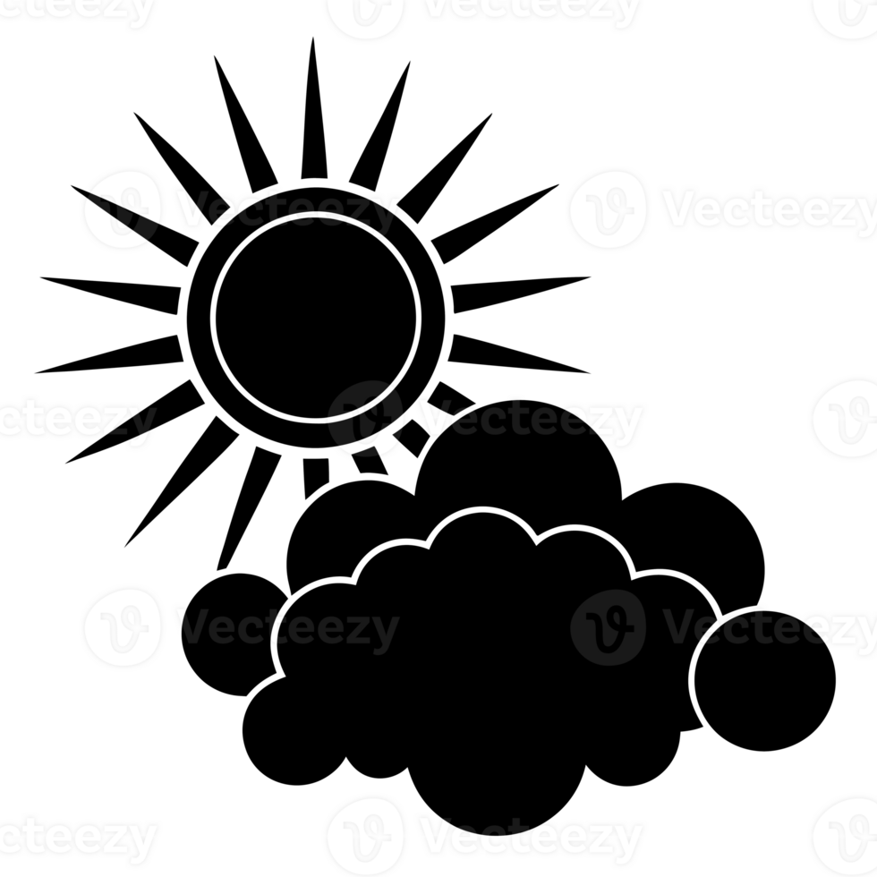 A bold silhouette features the sun partially obscured by a cloud cutouts png