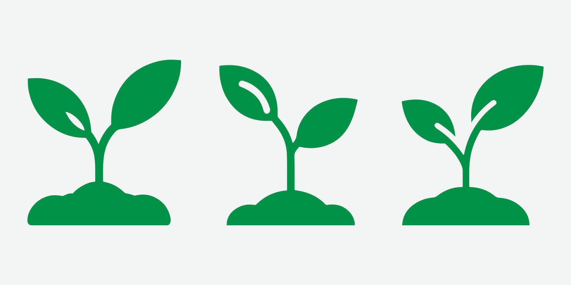 Sprouts Growing from Soil Icon set. plant seedlings growing. vector