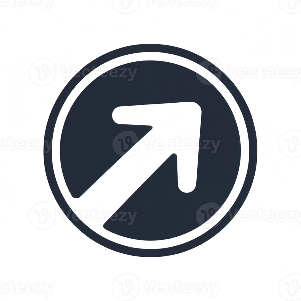 A bold, upward-right pointing arrow is enclosed within a circular border, creating a clear and simple design cutouts png