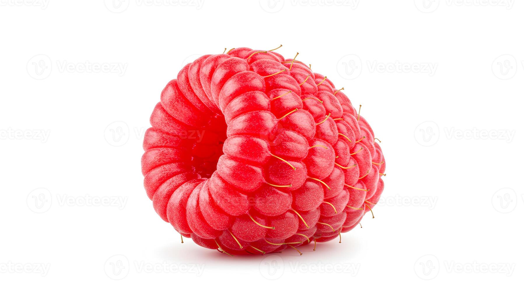 Ripe red raspberry on a clean white background, a high-quality image symbolizing freshness, natural sweetness, and healthy living photo