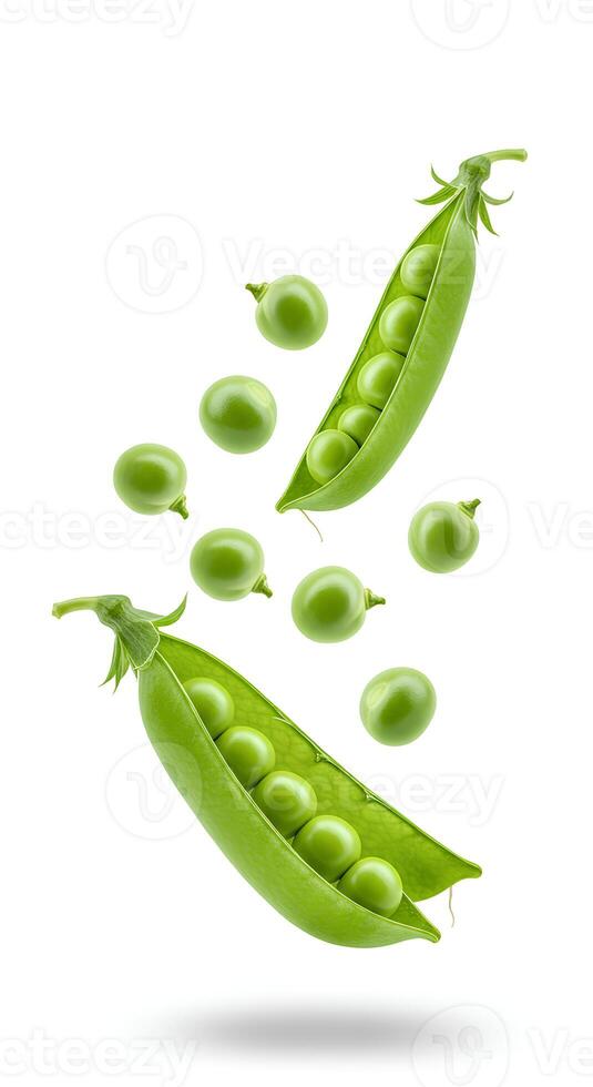 peas vegetable isolated on white bg photo