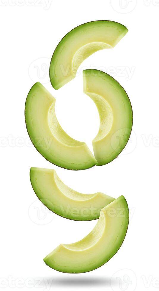 Ripe Avocado Falling for Organic Food Concepts. Best for menus, weight loss meal plans, and keto-friendly content photo