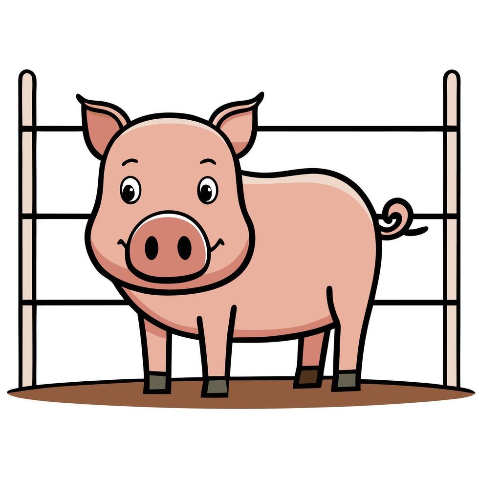Pig Cartoon Illustration Scene White Background vector