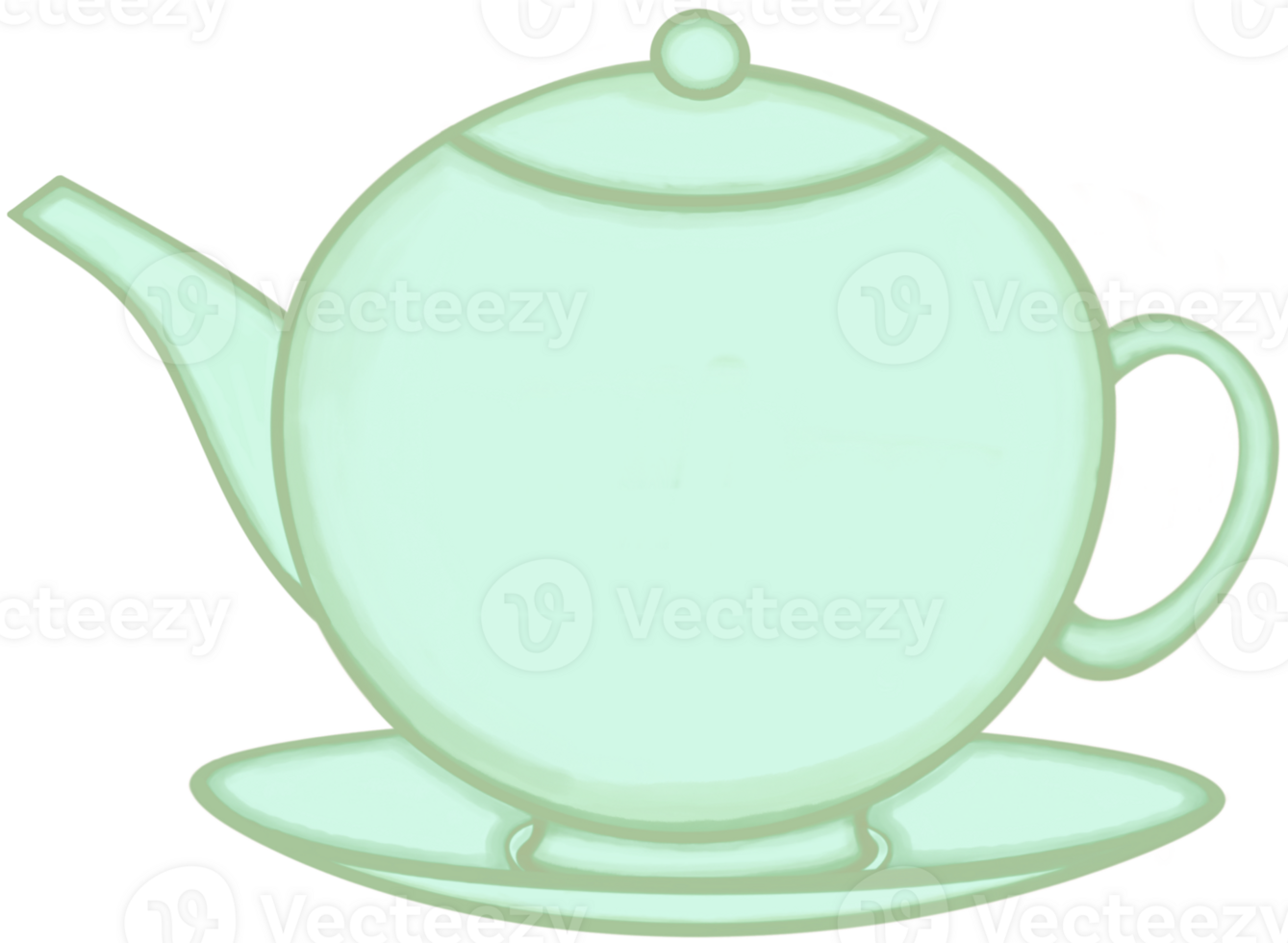 Lovely style and colors of soft green ceramic teapot of hot coffee or tea or water png