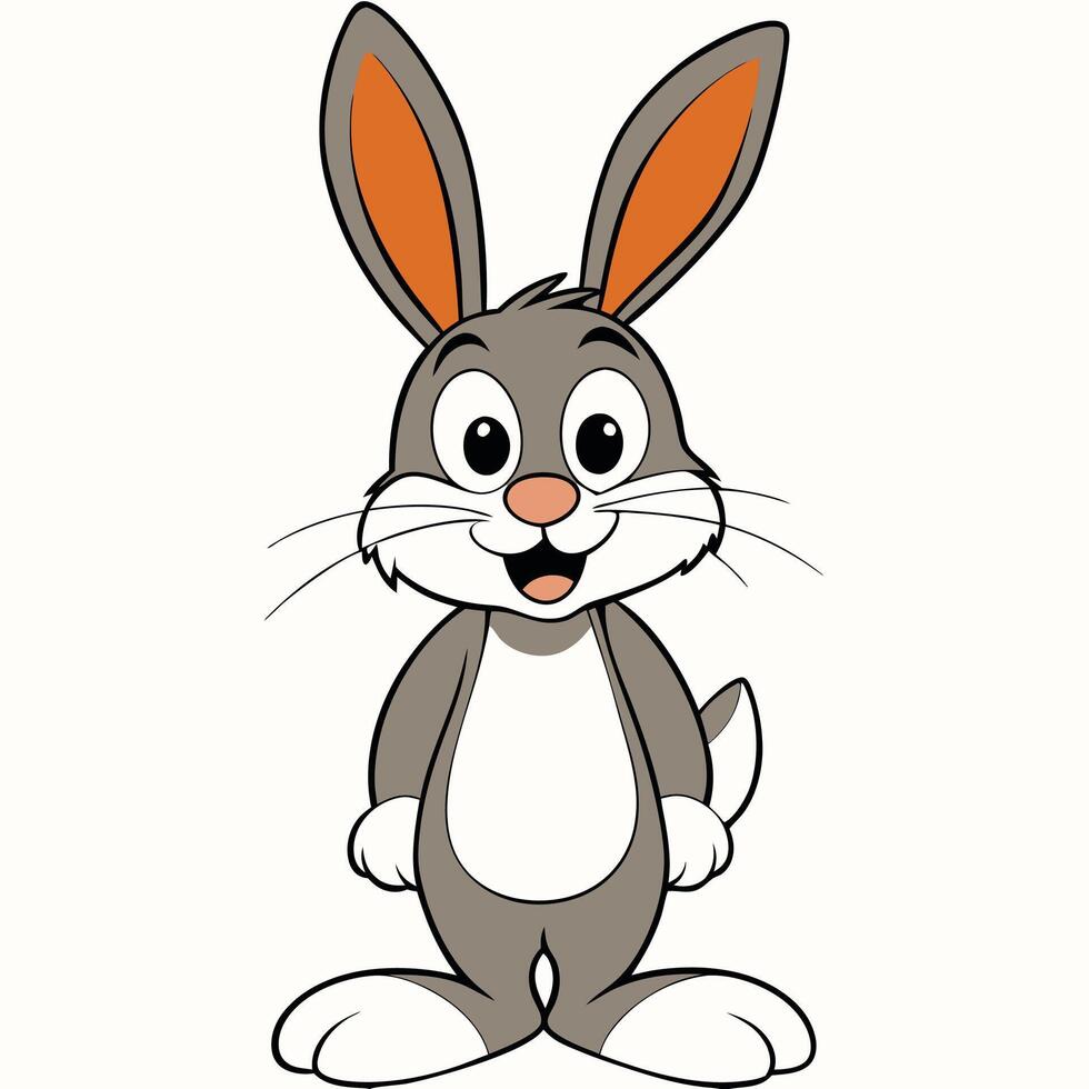 Cartoon rabbit, cute, white background, illustration vector