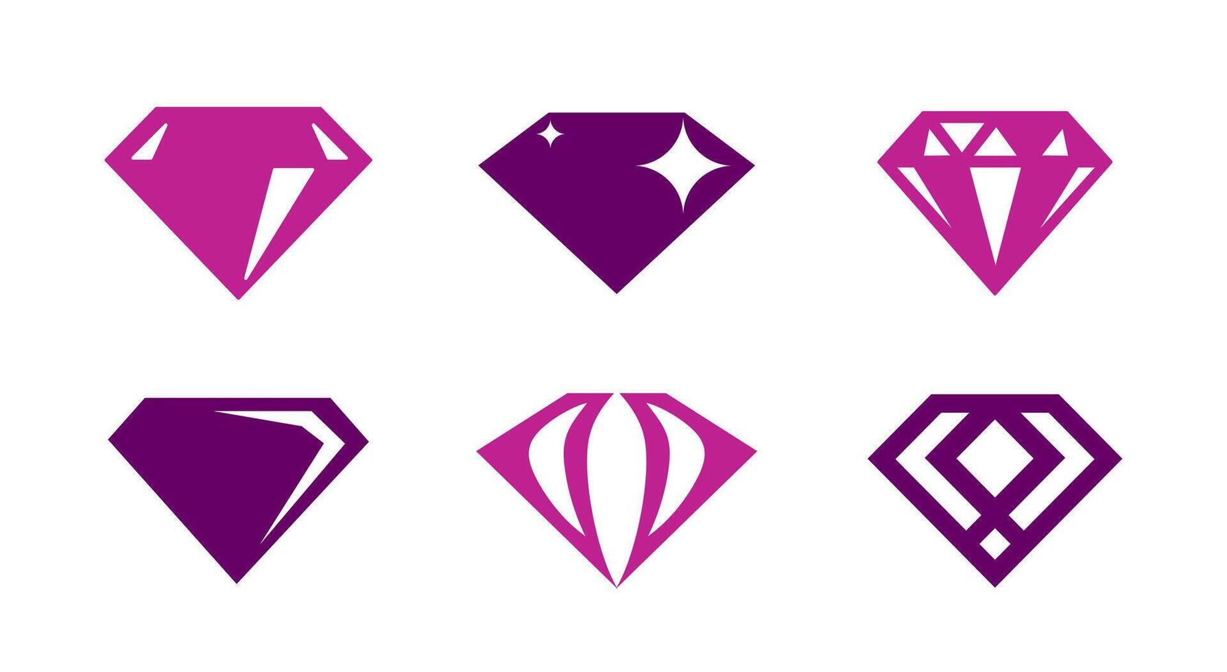 Set of Diamond gem jewel icon logo crystal gemstone . vector