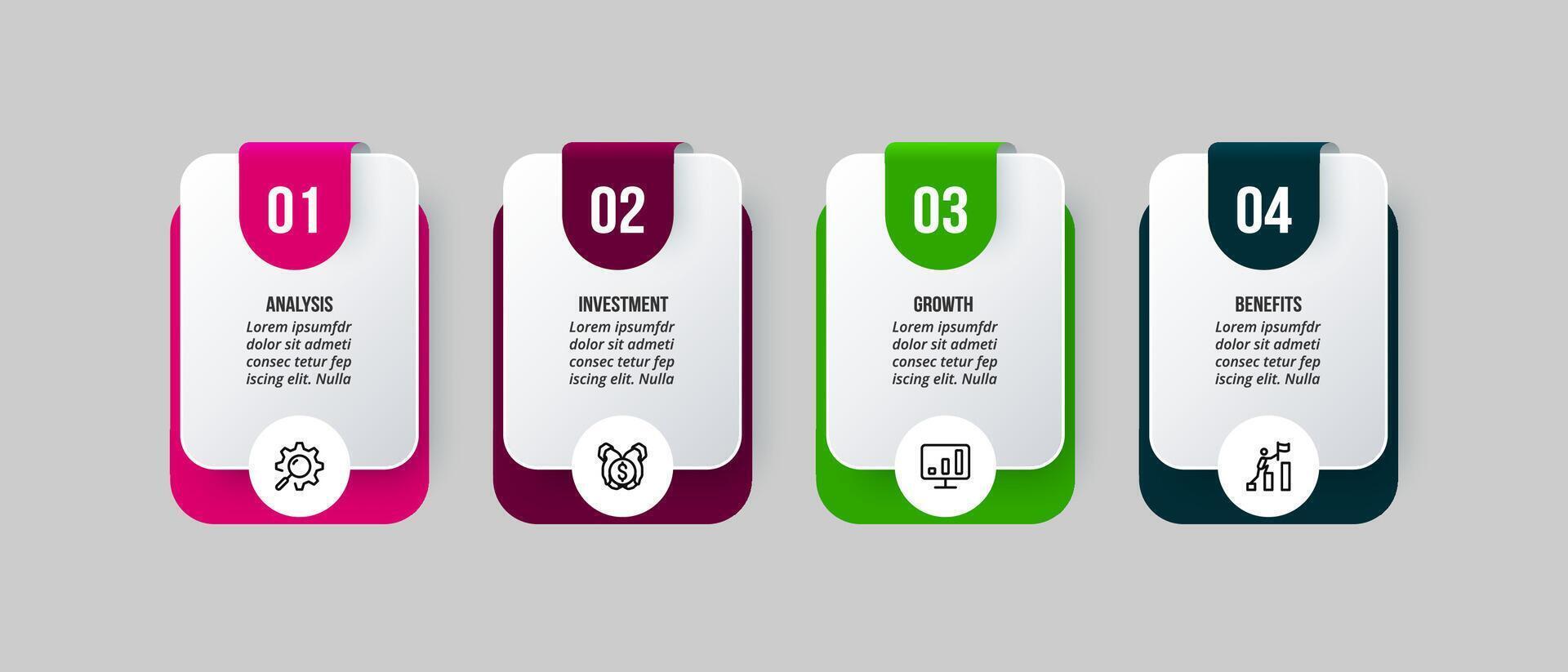 Square 4 steps infographic design. vector