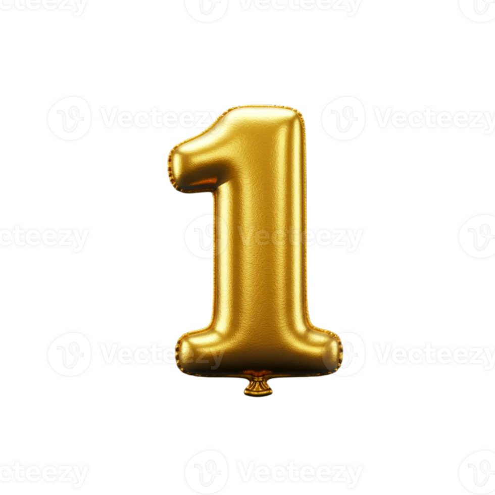 Gold foil balloon number one png