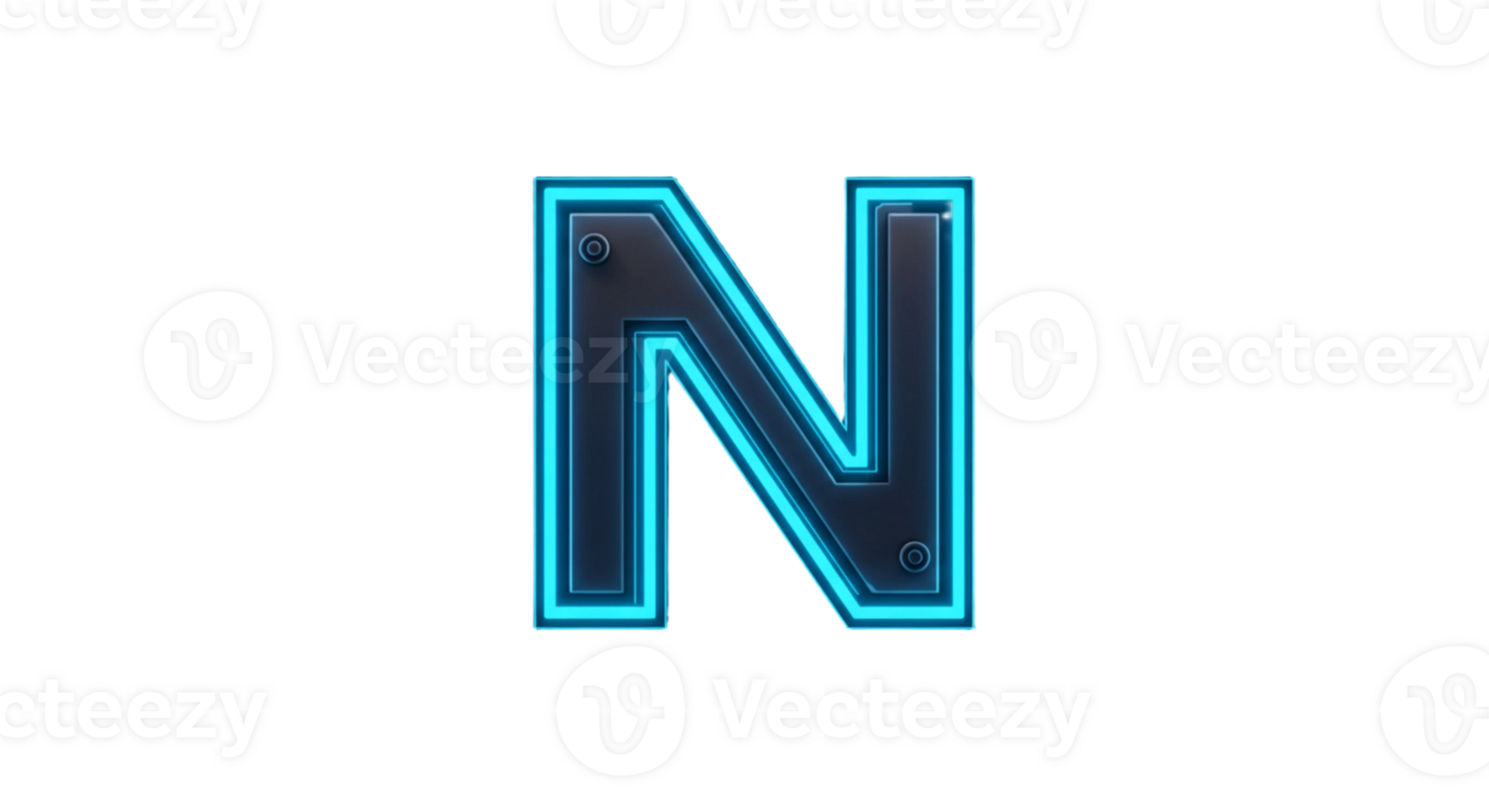 The letter n is made up of blue neon lights png