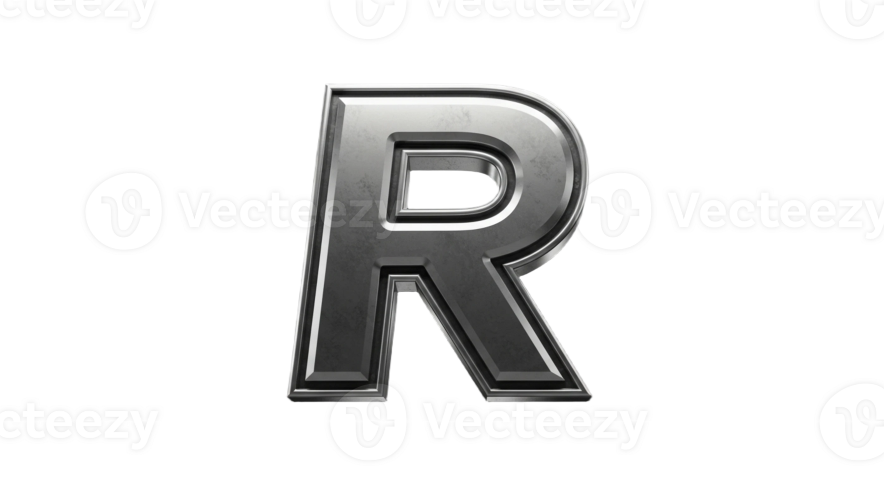 A shiny silver letter r in 3d style png