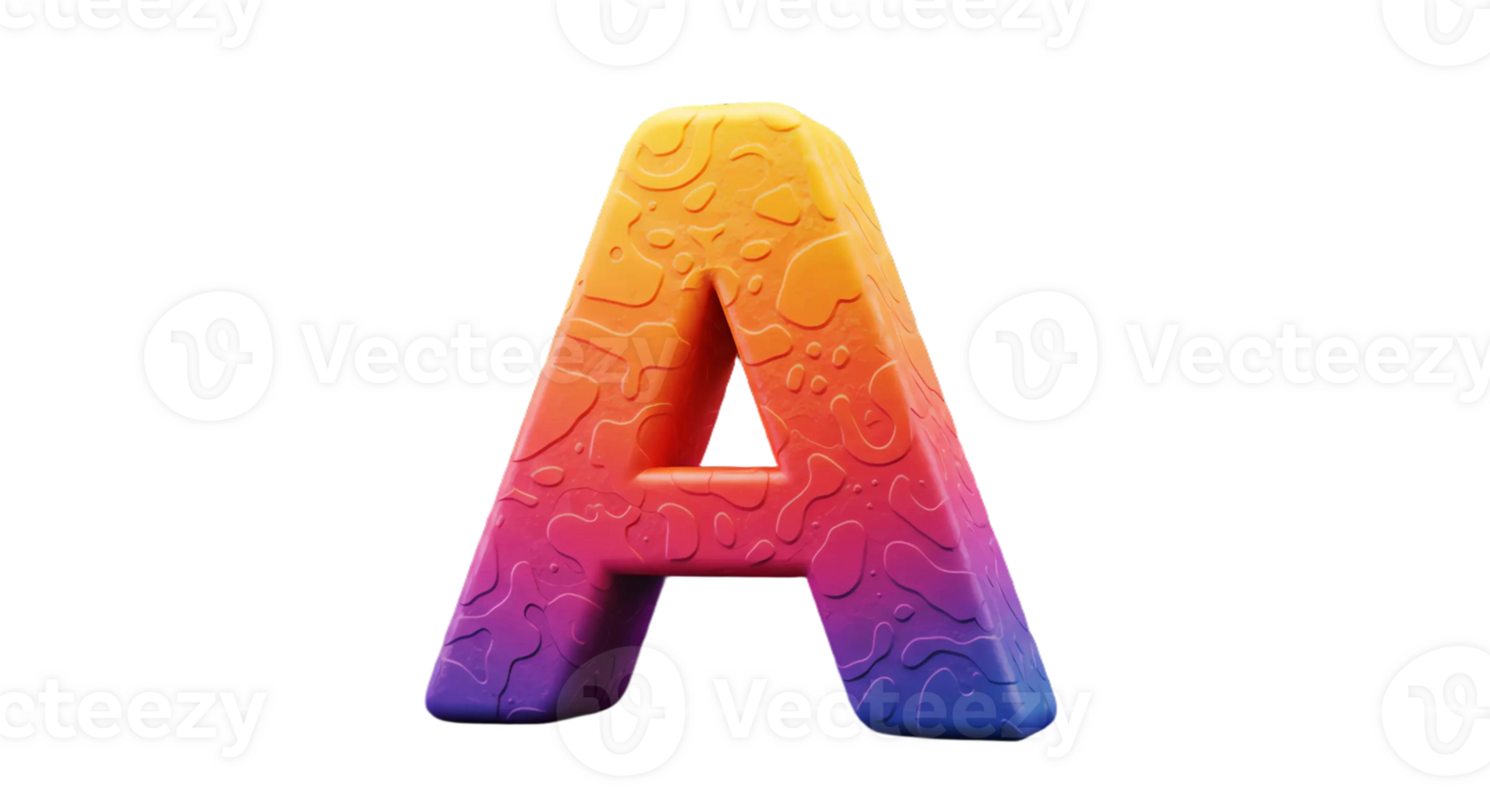 A colorful letter a is made of a 3d printed material png
