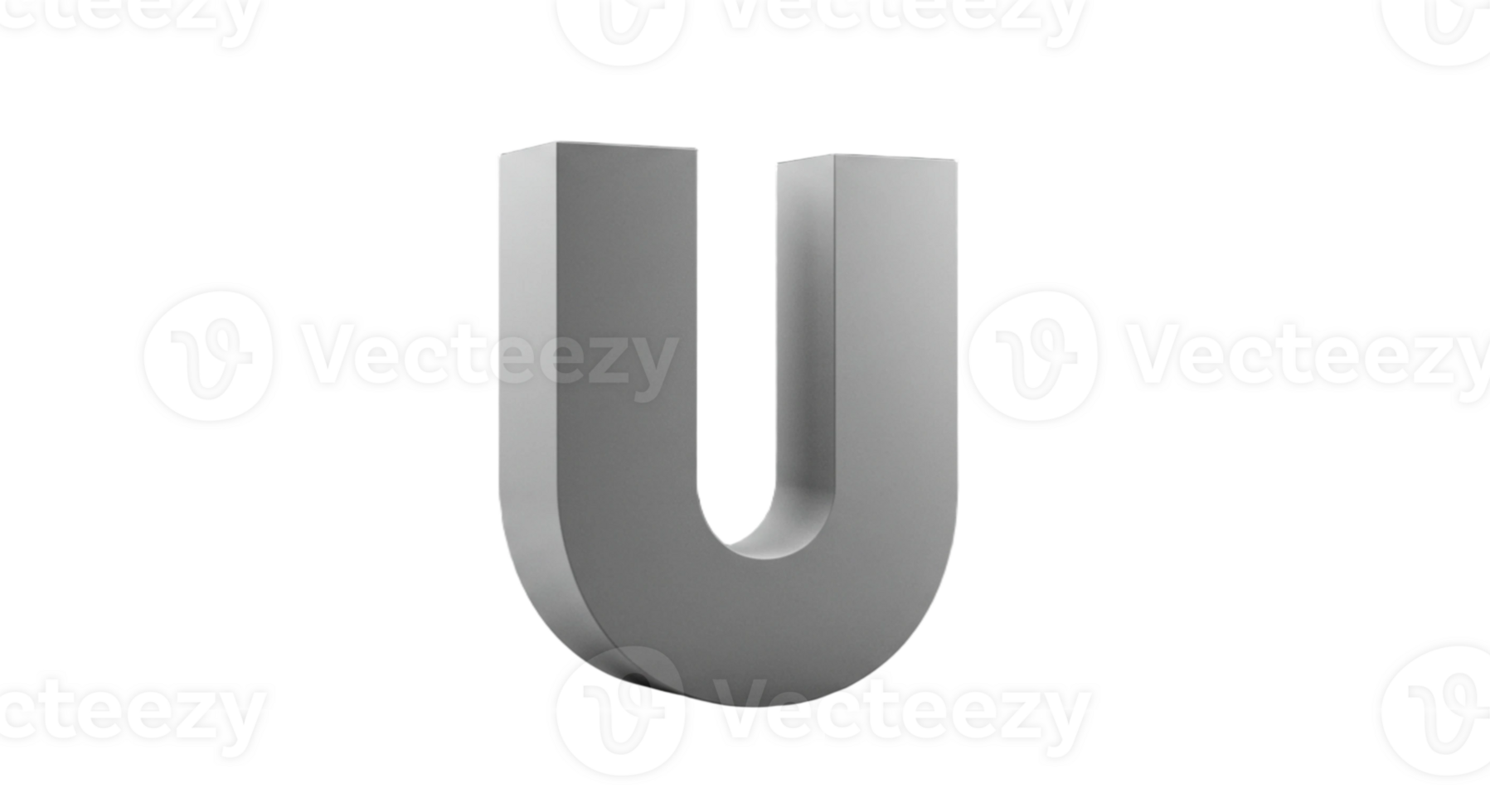 The letter u is made of metal and in 3d style png