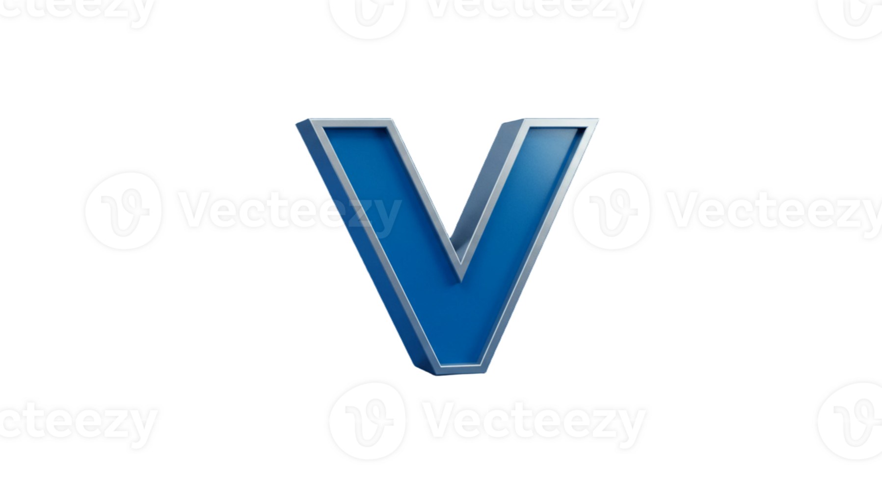 The letter v in blue in 3d style png