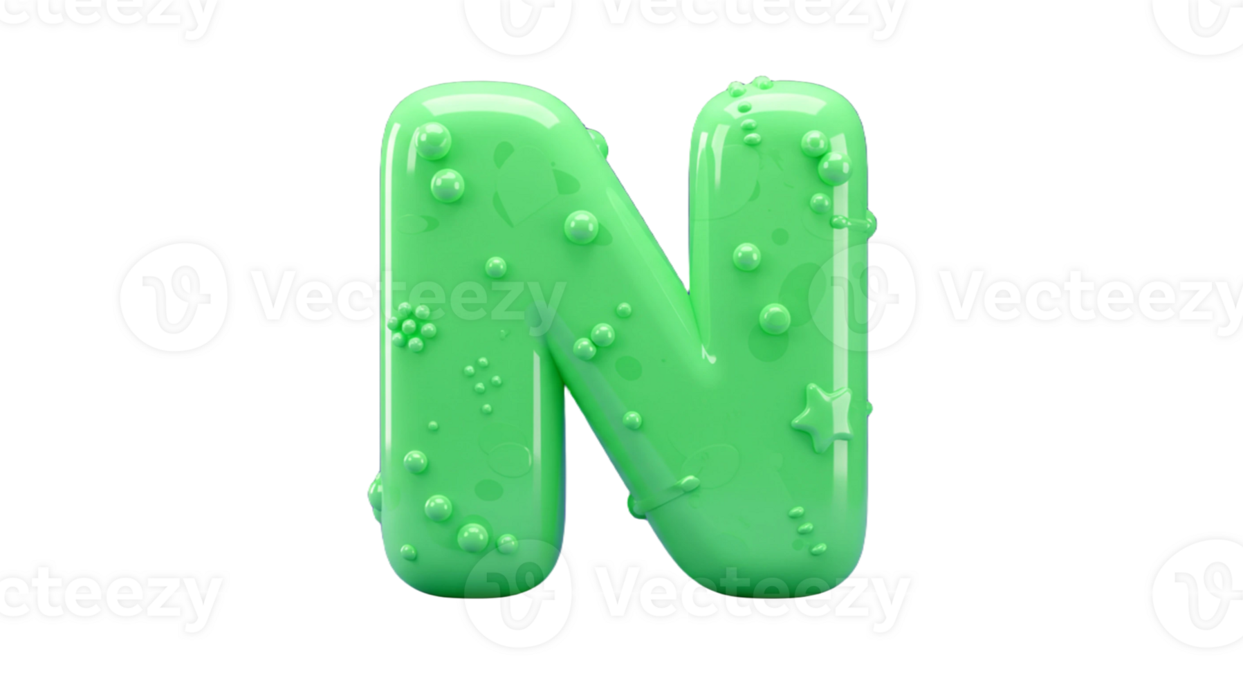 3d letter n with liquid green color png