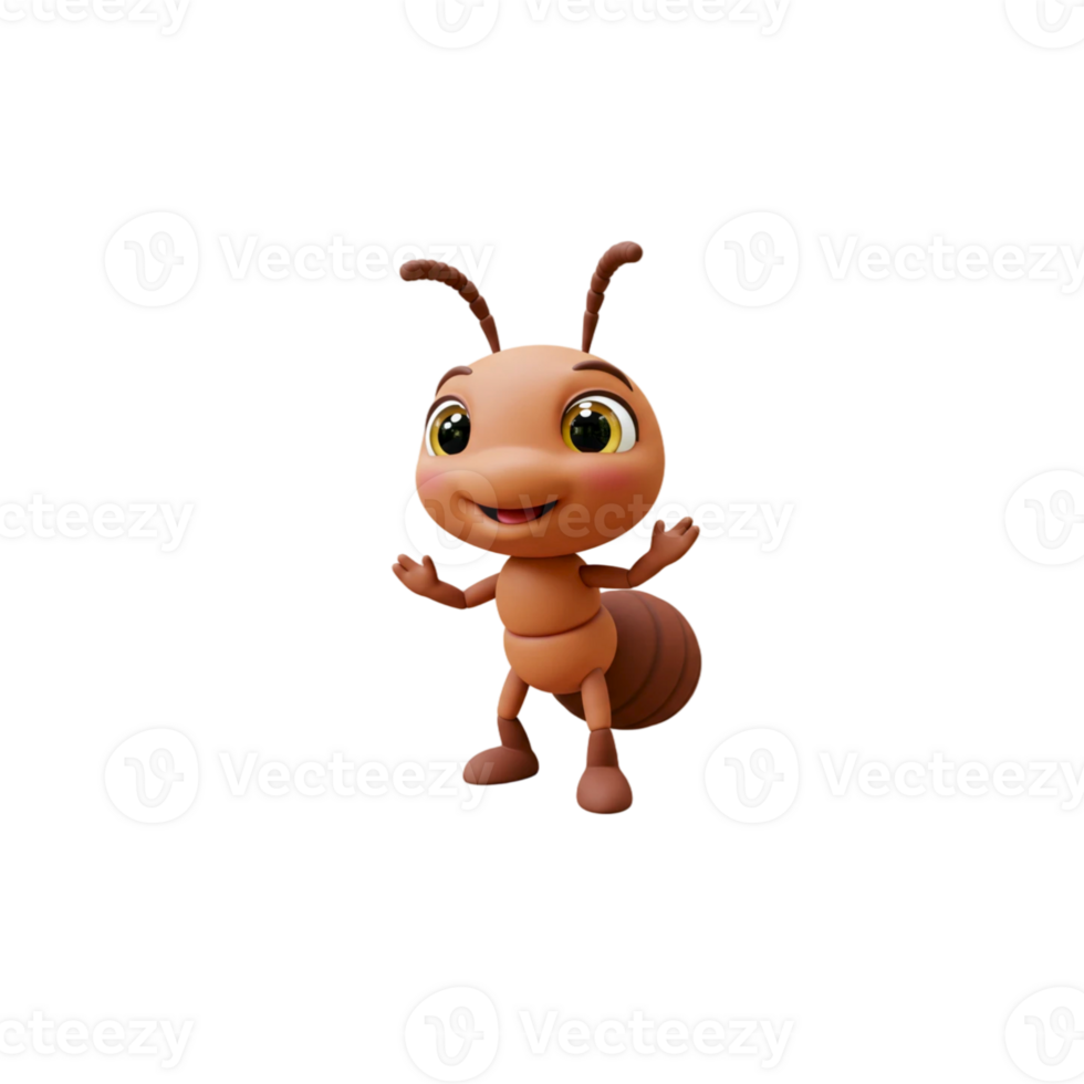 A cartoon ant insect with big eyes and a big nose png