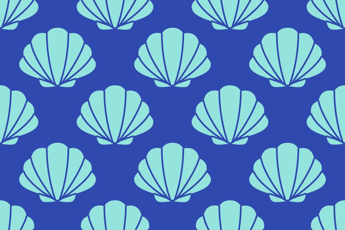 Seamless pattern with sea shells Hand drawn trendy flat style seashell. Tropical beach shells. Summer seamless pattern. illustration vector