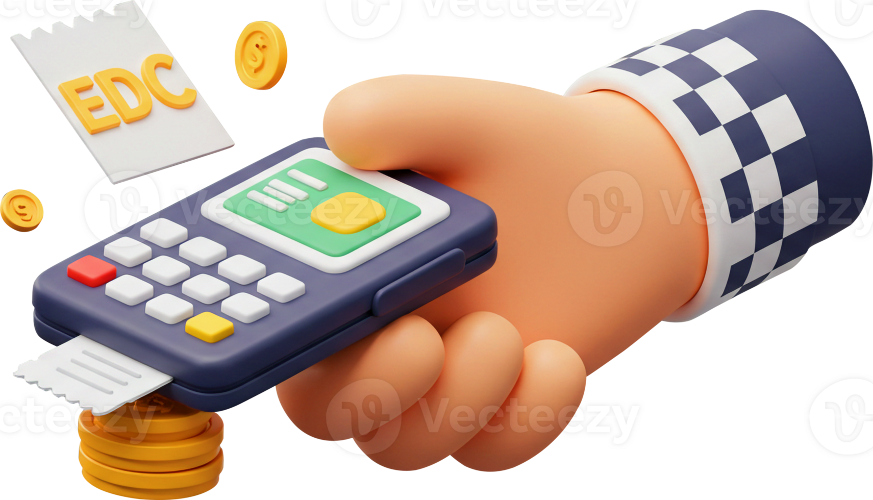 3D Rendered Electronic Data Capture EDC Machine, Digital Payment and Financial Transaction Concept png