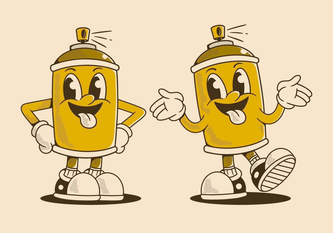 Two spray paint can character with two different pose vector
