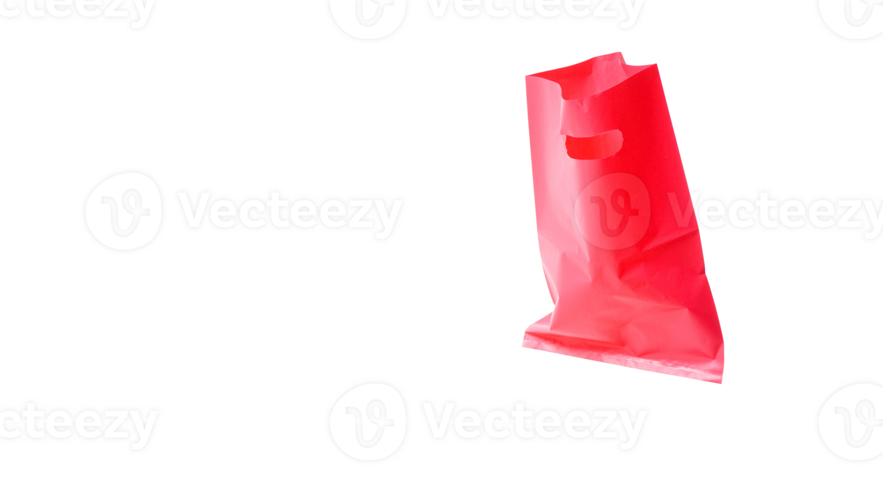 Open Blank Red Pink Plastic Bag Mock Up Isolated on Transparent Background png