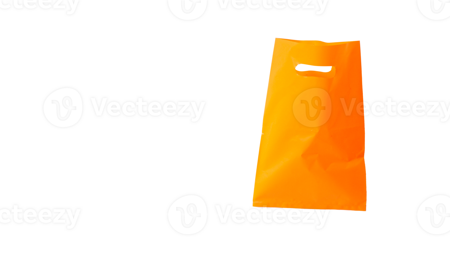 Open Blank Orange Plastic Bag Mock Up Isolated on Transparent Background png