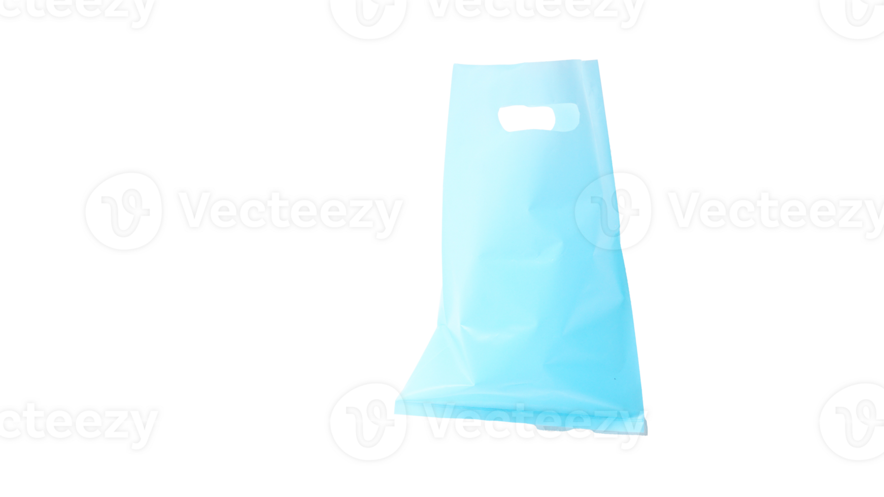 Open Light Blue Plastic Bag Mock Up Isolated on Transparent Background png