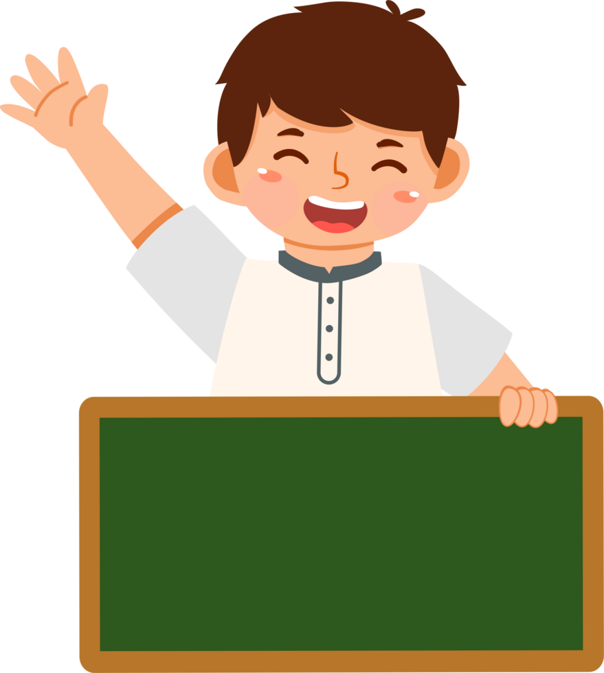 Joyful Boy Holding Blank Sign png