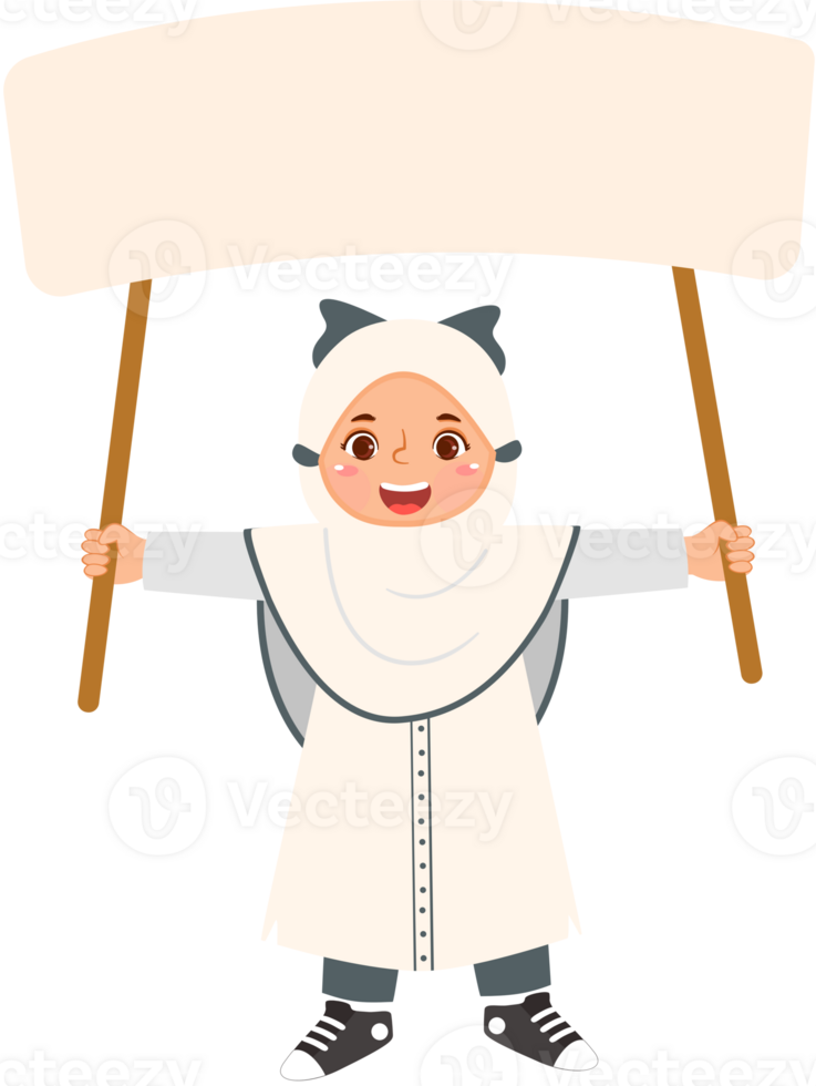 Joyful Girl Holding Blank Board png