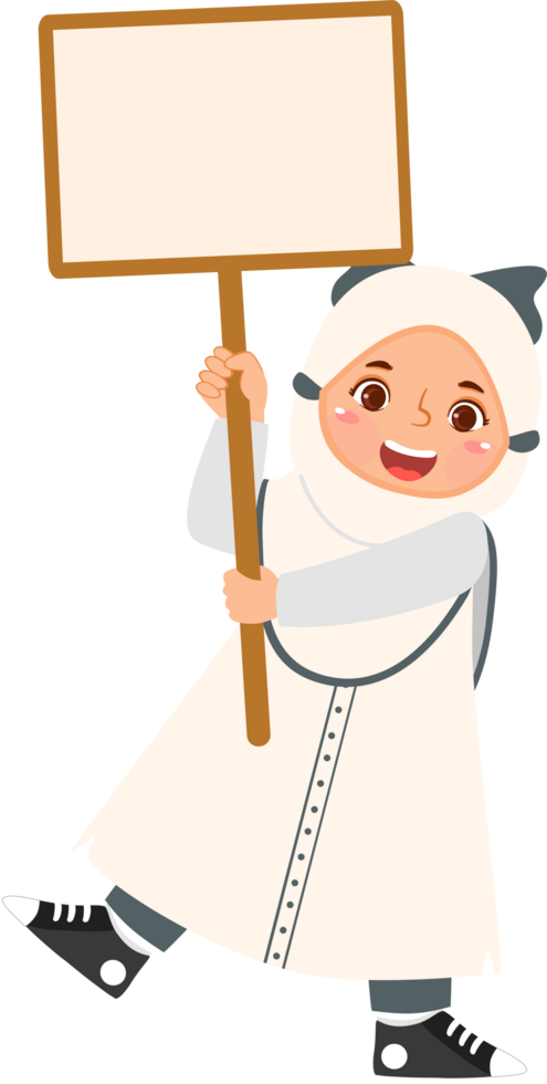 Cheerful Hijab Girl Holding Blank Board png
