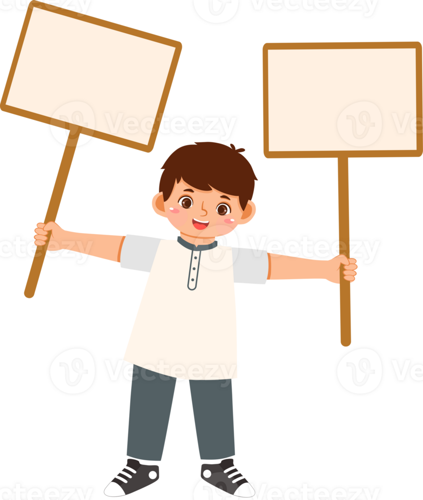 Cute Boy Holding Blank Boards png