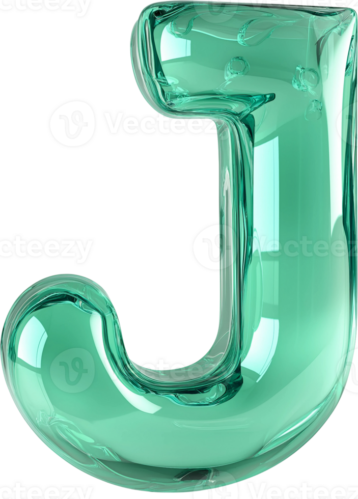 A glass letter j is shown in a green color png