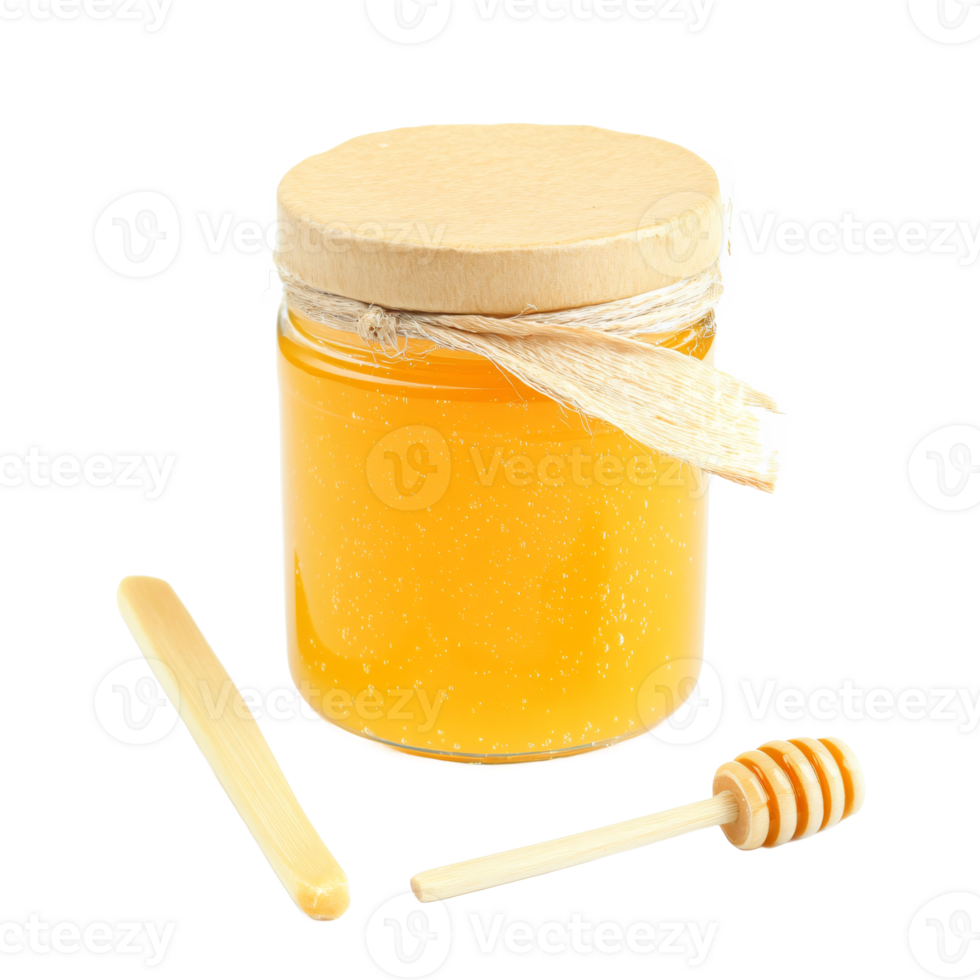 Honey in a jar with a wooden stick png