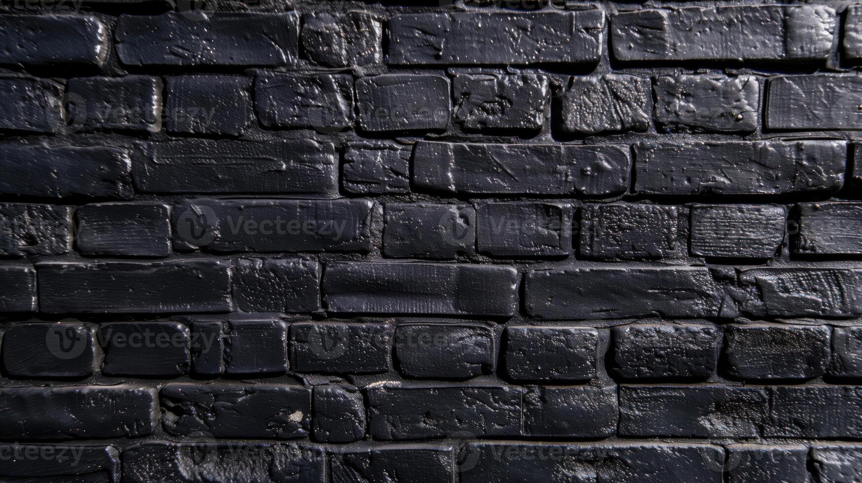Dark bricks glossy, uneven black coating creating an urban, textured facade photo
