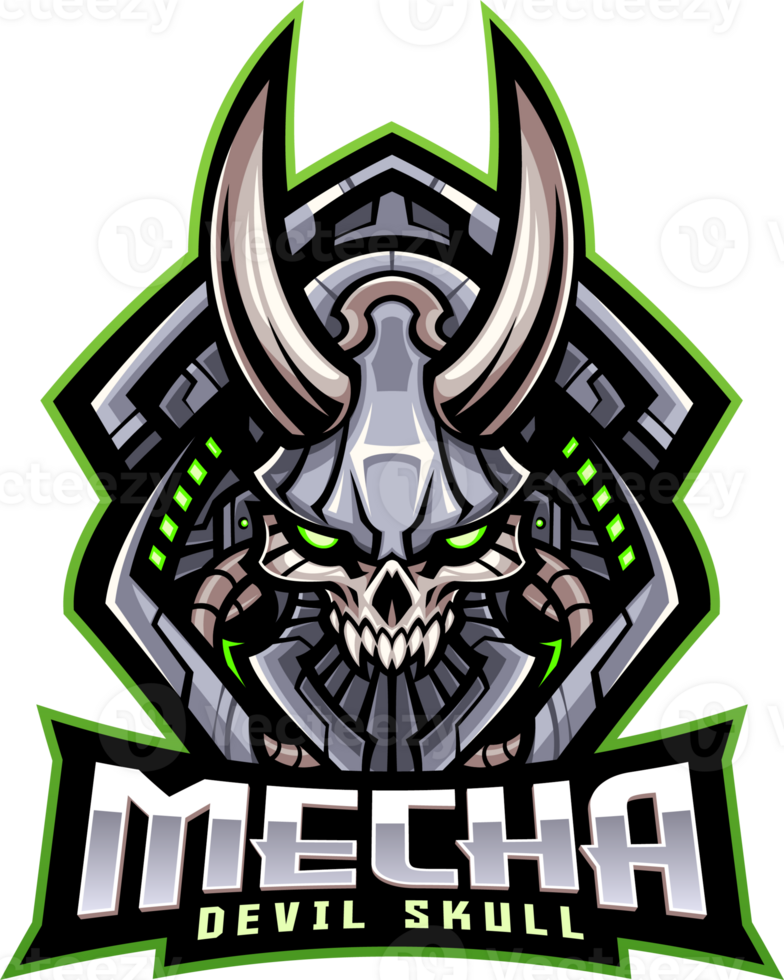 Mecha devil skull esport mascot logo design png