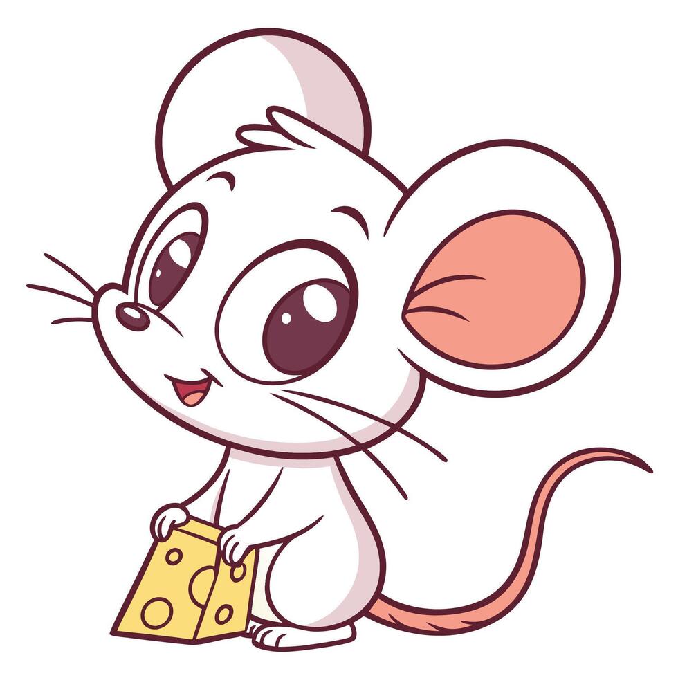 a cartoon mouse with cheese on its head vector