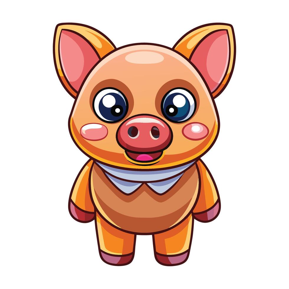 a cartoon pig with a bow tie on its head vector